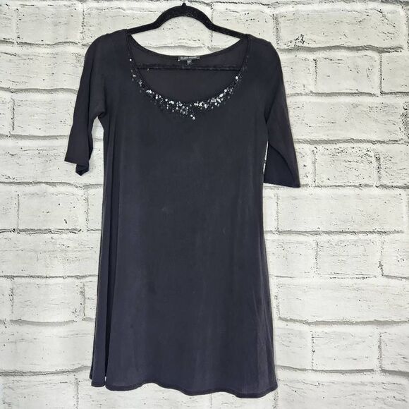 Eileen Fisher 100% Silk Bedazzle Sequined Embellished Shift Dress Black Size XS - Picture 1 of 10